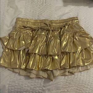 Gold Metallic Ruffle Skirt